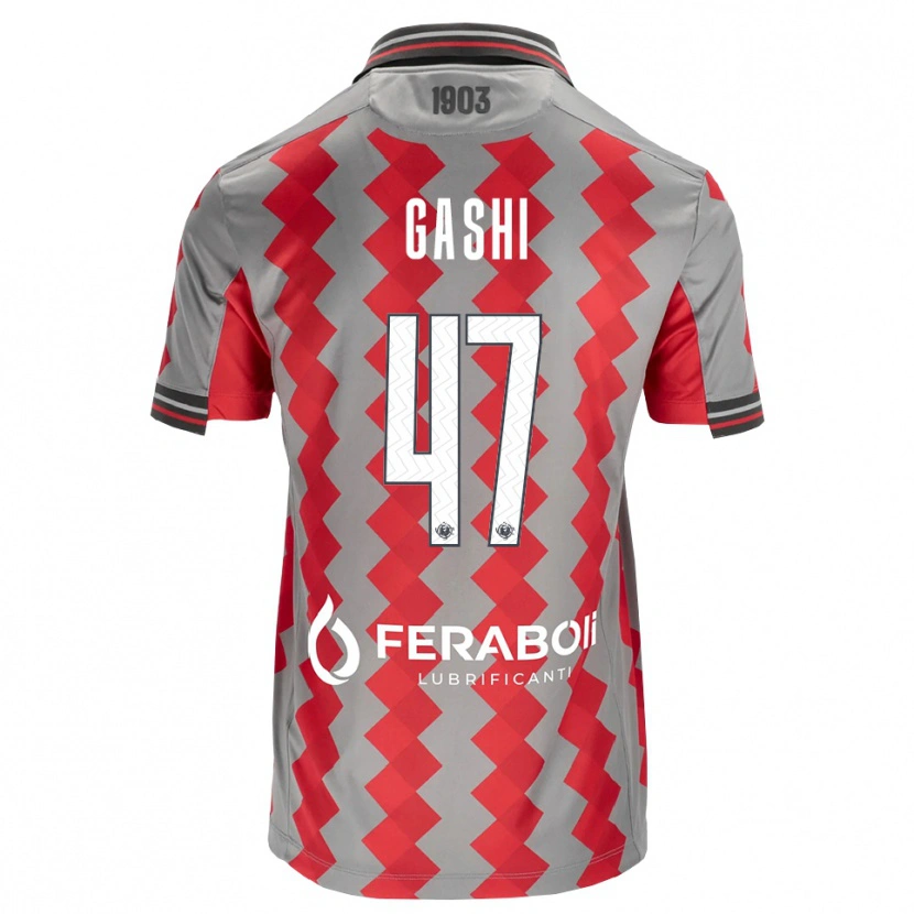 Danxen Mænd Eduart Gashi #47 Grå Rød Hvid Hjemmebane Spillertrøjer 2026/27 Trøje T-Shirt