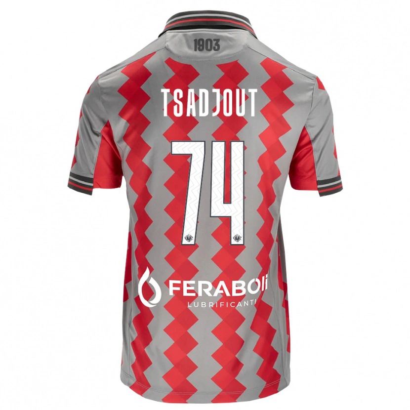 Danxen Mænd Frank Tsadjout #74 Grå Rød Hvid Hjemmebane Spillertrøjer 2026/27 Trøje T-Shirt