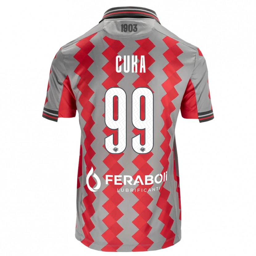 Danxen Mænd Samuel Cuka #99 Grå Rød Hvid Hjemmebane Spillertrøjer 2026/27 Trøje T-Shirt