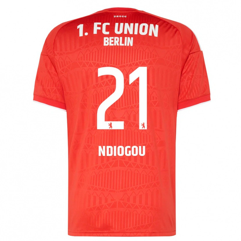 Danxen Mænd Pape-Omar Ndiogou #21 Rød Hvid Hjemmebane Spillertrøjer 2026/27 Trøje T-Shirt