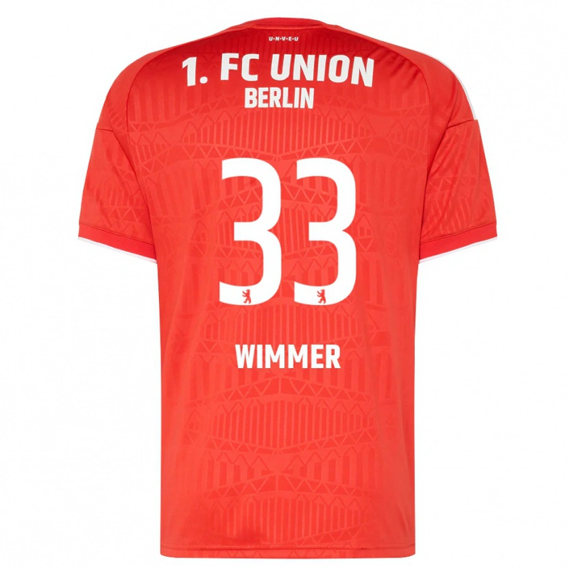 Danxen Mænd Pauline Wimmer #33 Rød Hvid Hjemmebane Spillertrøjer 2026/27 Trøje T-Shirt
