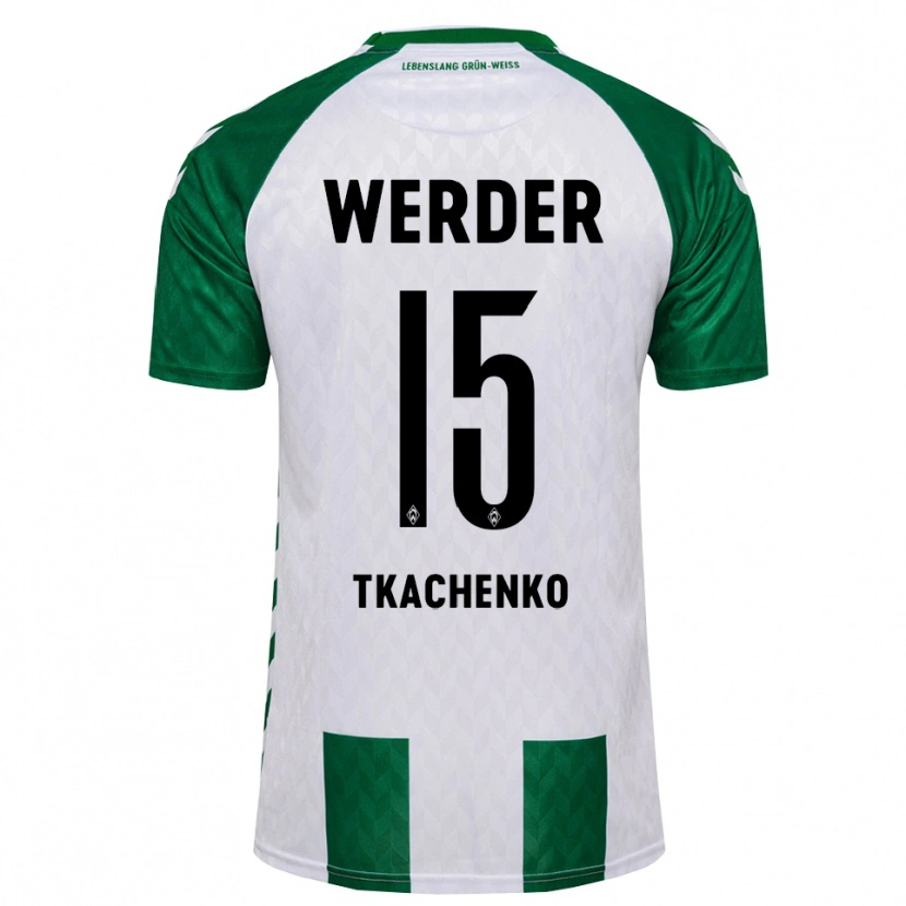 Danxen Mænd Oleksandr Tkachenko #15 Grøn Hvid Hjemmebane Spillertrøjer 2026/27 Trøje T-Shirt
