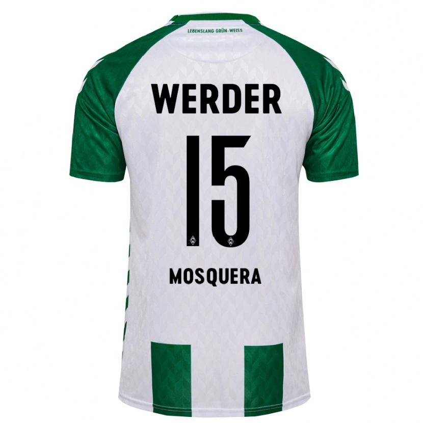 Danxen Mænd Arley Mosquera #15 Grøn Hvid Hjemmebane Spillertrøjer 2026/27 Trøje T-Shirt