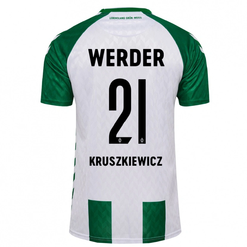 Danxen Mænd Jakub Kruszkiewicz #21 Grøn Hvid Hjemmebane Spillertrøjer 2026/27 Trøje T-Shirt