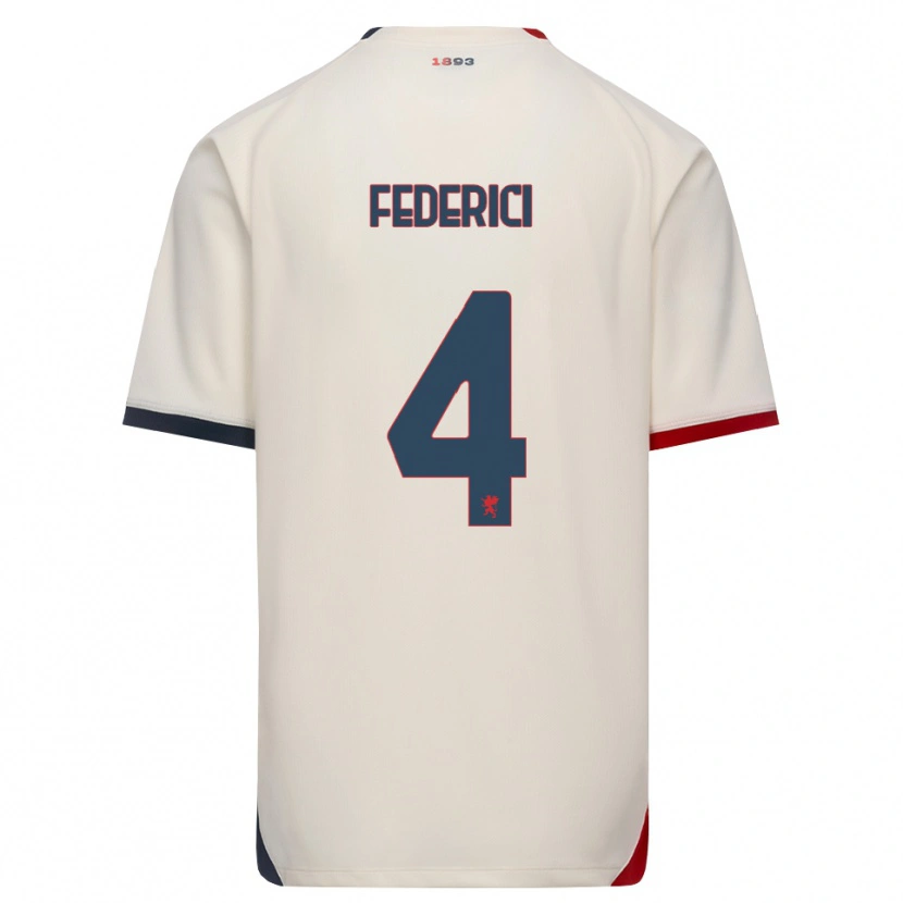 Danxen Mænd Matteo Federici #4 Off-White Rød Udebane Spillertrøjer 2026/27 Trøje T-Shirt