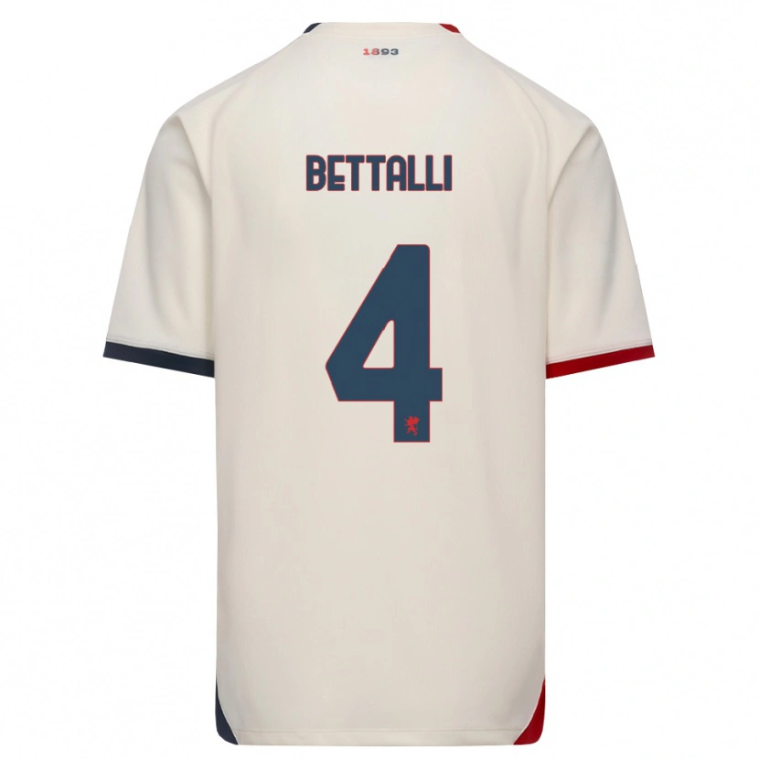 Danxen Mænd Giorgia Bettalli #4 Off-White Rød Udebane Spillertrøjer 2026/27 Trøje T-Shirt