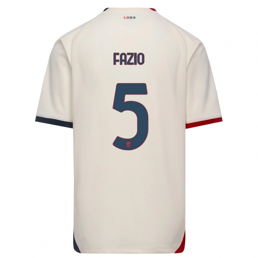 Danxen Mænd Lorenzo Fazio #5 Off-White Rød Udebane Spillertrøjer 2026/27 Trøje T-Shirt