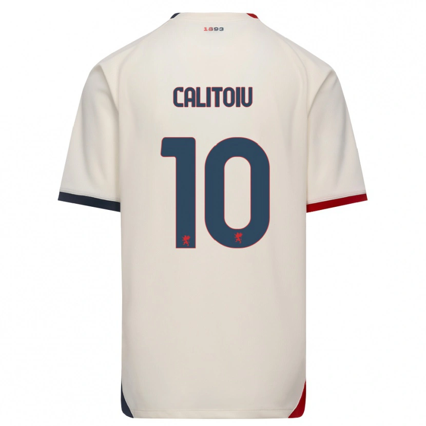 Danxen Mænd Mihai Calițoiu #10 Off-White Rød Udebane Spillertrøjer 2026/27 Trøje T-Shirt