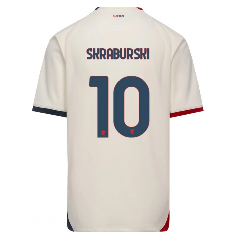 Danxen Mænd Borys Skraburski #10 Off-White Rød Udebane Spillertrøjer 2026/27 Trøje T-Shirt