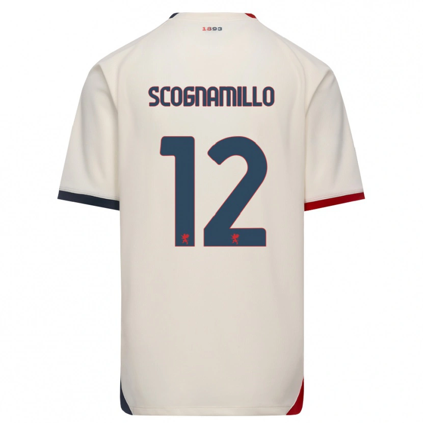 Danxen Mænd Andrea Scognamillo #12 Off-White Rød Udebane Spillertrøjer 2026/27 Trøje T-Shirt