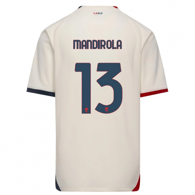 Danxen Mænd Gabriele Mandirola #13 Off-White Rød Udebane Spillertrøjer 2026/27 Trøje T-Shirt