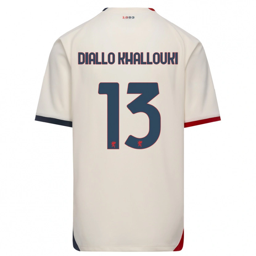 Danxen Mænd Siaka Diallo Khallouki #13 Off-White Rød Udebane Spillertrøjer 2026/27 Trøje T-Shirt