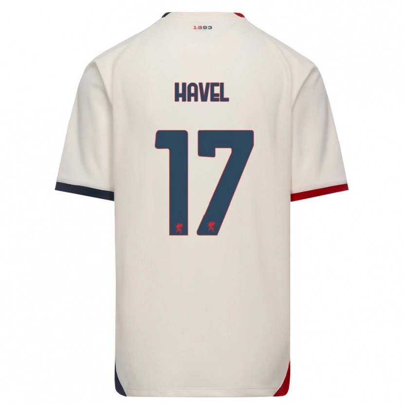 Danxen Mænd Elias Havel #17 Off-White Rød Udebane Spillertrøjer 2026/27 Trøje T-Shirt