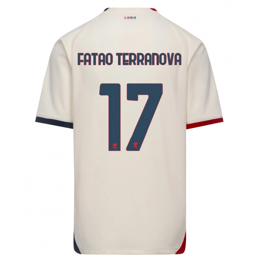 Danxen Mænd Emanuele Fatao Terranova #17 Off-White Rød Udebane Spillertrøjer 2026/27 Trøje T-Shirt