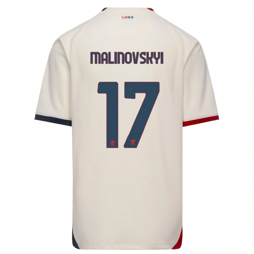 Danxen Mænd Ruslan Malinovskyi #17 Off-White Rød Udebane Spillertrøjer 2026/27 Trøje T-Shirt