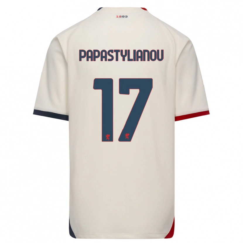 Danxen Mænd Lysandros Andreas Papastylianou #17 Off-White Rød Udebane Spillertrøjer 2026/27 Trøje T-Shirt