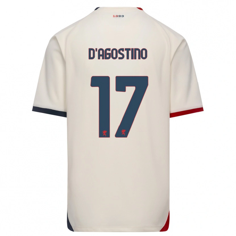 Danxen Mænd Riccardo D'agostino #17 Off-White Rød Udebane Spillertrøjer 2026/27 Trøje T-Shirt