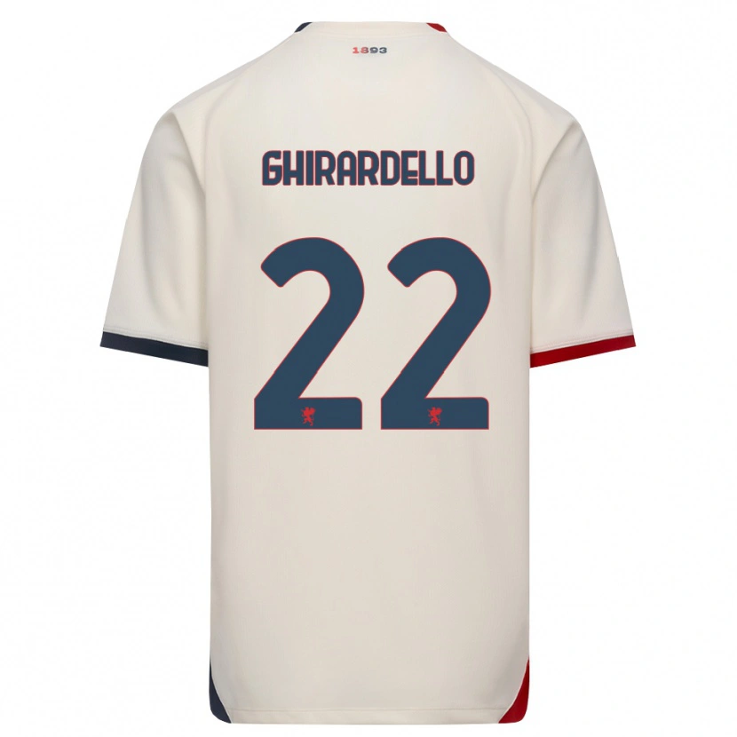 Danxen Mænd Tommaso Ghirardello #22 Off-White Rød Udebane Spillertrøjer 2026/27 Trøje T-Shirt