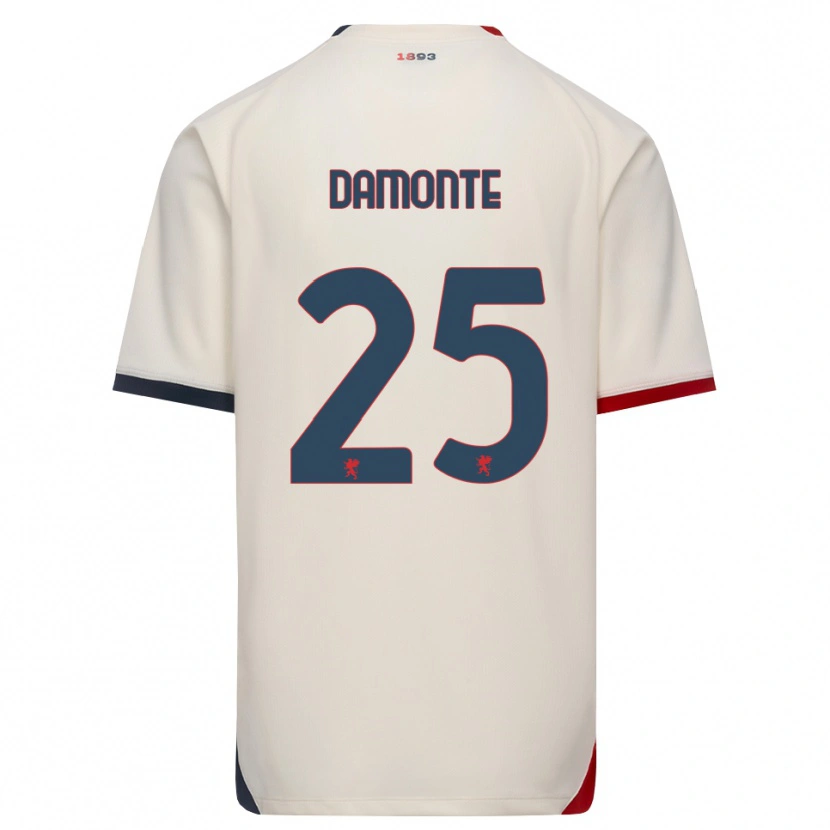 Danxen Mænd Lorenzo Damonte #25 Off-White Rød Udebane Spillertrøjer 2026/27 Trøje T-Shirt