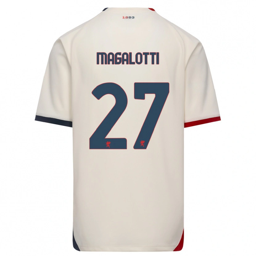 Danxen Mænd Gabriele Magalotti #27 Off-White Rød Udebane Spillertrøjer 2026/27 Trøje T-Shirt