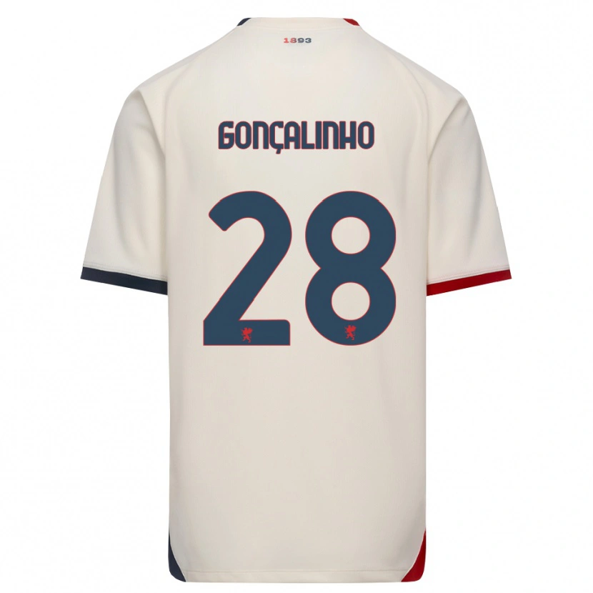 Danxen Mænd João Gonçalinho #28 Off-White Rød Udebane Spillertrøjer 2026/27 Trøje T-Shirt