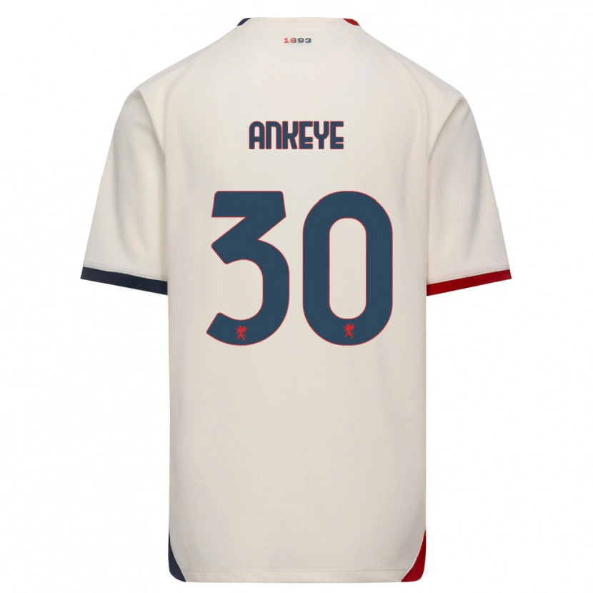 Danxen Mænd David Ankeye #30 Off-White Rød Udebane Spillertrøjer 2026/27 Trøje T-Shirt