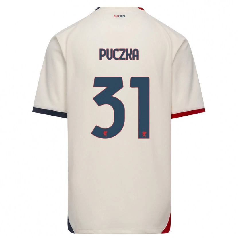 Danxen Mænd David Puczka #31 Off-White Rød Udebane Spillertrøjer 2026/27 Trøje T-Shirt