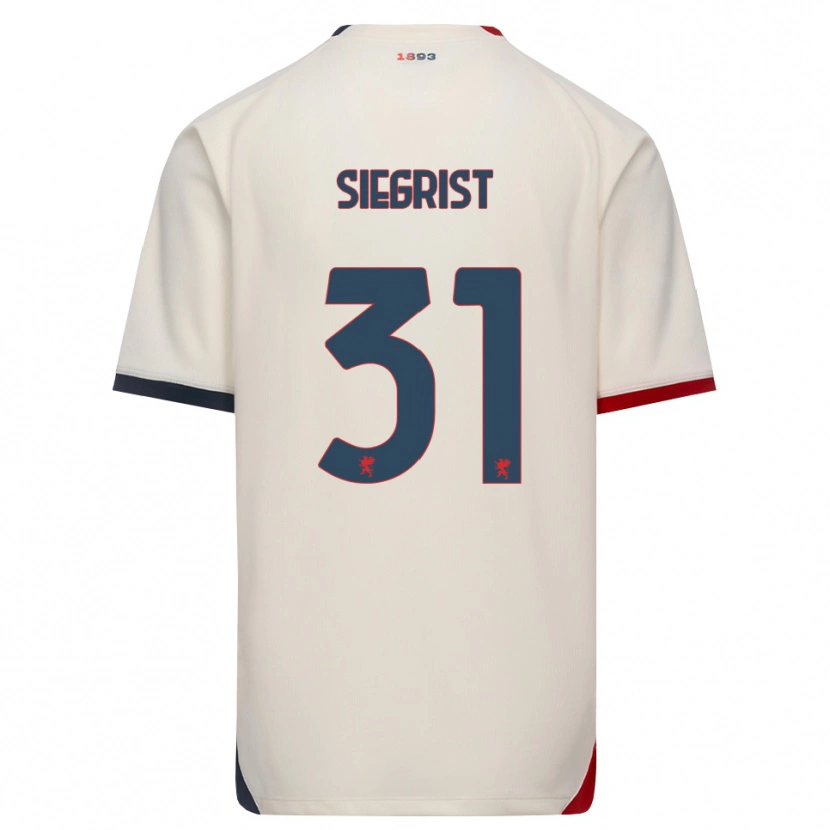 Danxen Mænd Benjamin Siegrist #31 Off-White Rød Udebane Spillertrøjer 2026/27 Trøje T-Shirt