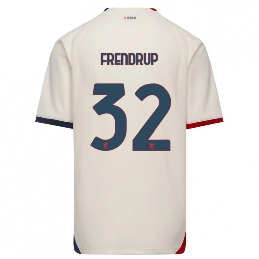 Danxen Mænd Morten Frendrup #32 Off-White Rød Udebane Spillertrøjer 2026/27 Trøje T-Shirt