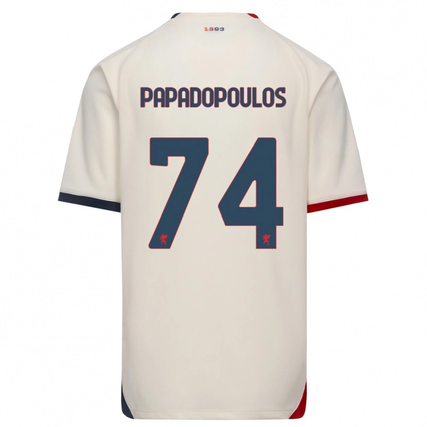 Danxen Mænd Christos Papadopoulos #74 Off-White Rød Udebane Spillertrøjer 2026/27 Trøje T-Shirt