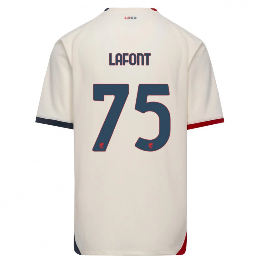 Danxen Mænd Gaël Lafont #75 Off-White Rød Udebane Spillertrøjer 2026/27 Trøje T-Shirt
