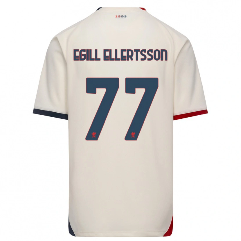 Danxen Mænd Mikael Egill Ellertsson #77 Off-White Rød Udebane Spillertrøjer 2026/27 Trøje T-Shirt