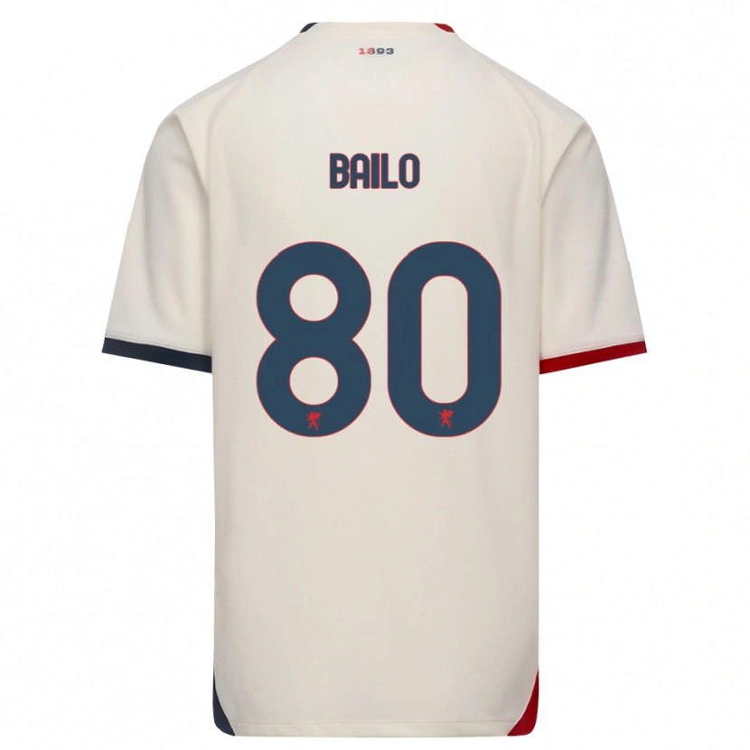 Danxen Mænd Giorgio Bailo #80 Off-White Rød Udebane Spillertrøjer 2026/27 Trøje T-Shirt