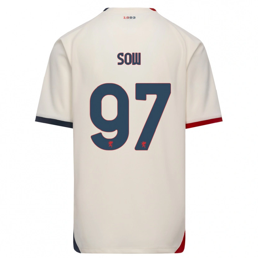 Danxen Mænd Djibril Sow #97 Off-White Rød Udebane Spillertrøjer 2026/27 Trøje T-Shirt