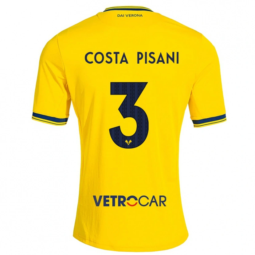 Danxen Mænd Davide Costa Pisani #3 Gul Rød Udebane Spillertrøjer 2026/27 Trøje T-Shirt