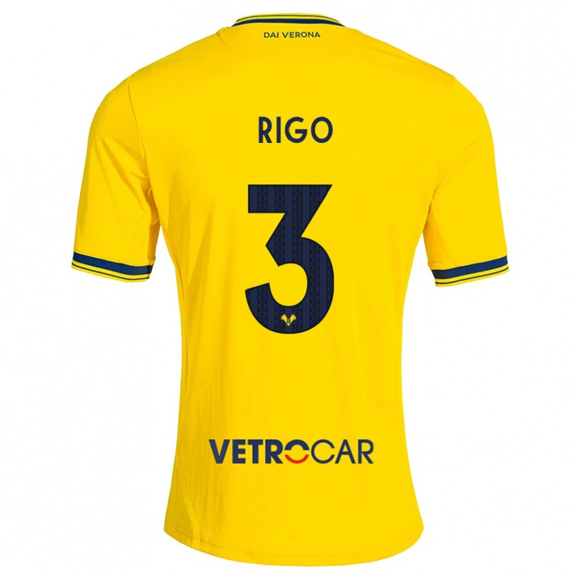 Danxen Mænd Mattia Rigo #3 Gul Rød Udebane Spillertrøjer 2026/27 Trøje T-Shirt