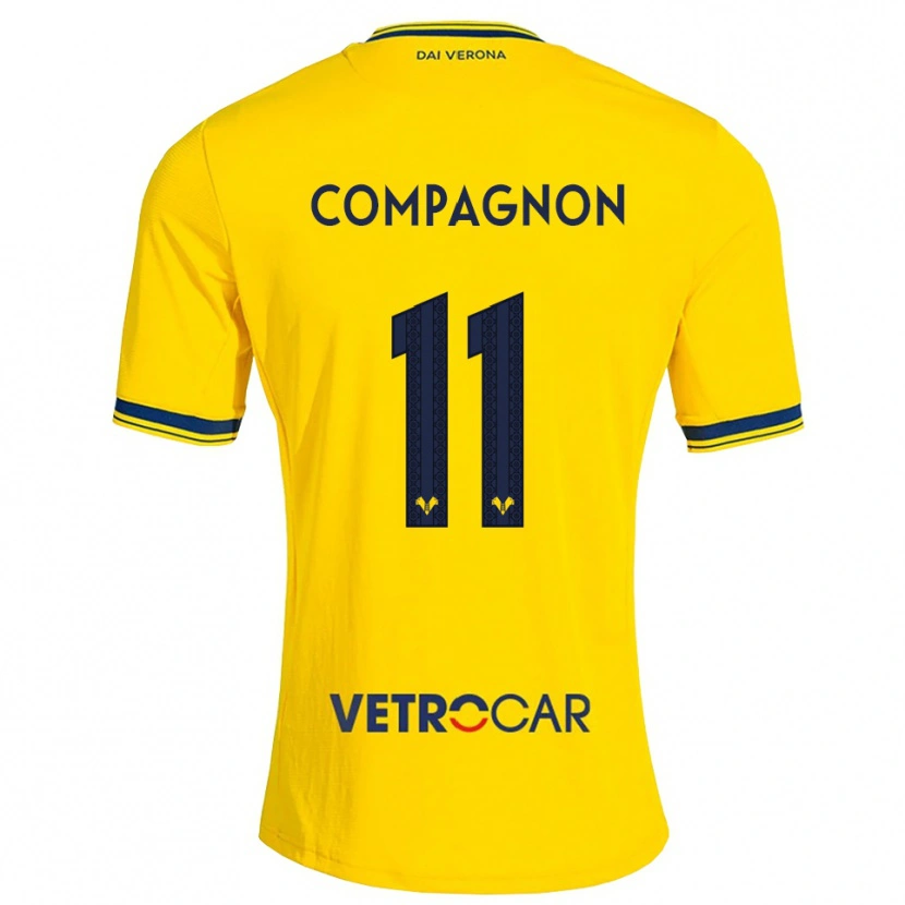 Danxen Mænd Mattia Compagnon #11 Gul Rød Udebane Spillertrøjer 2026/27 Trøje T-Shirt