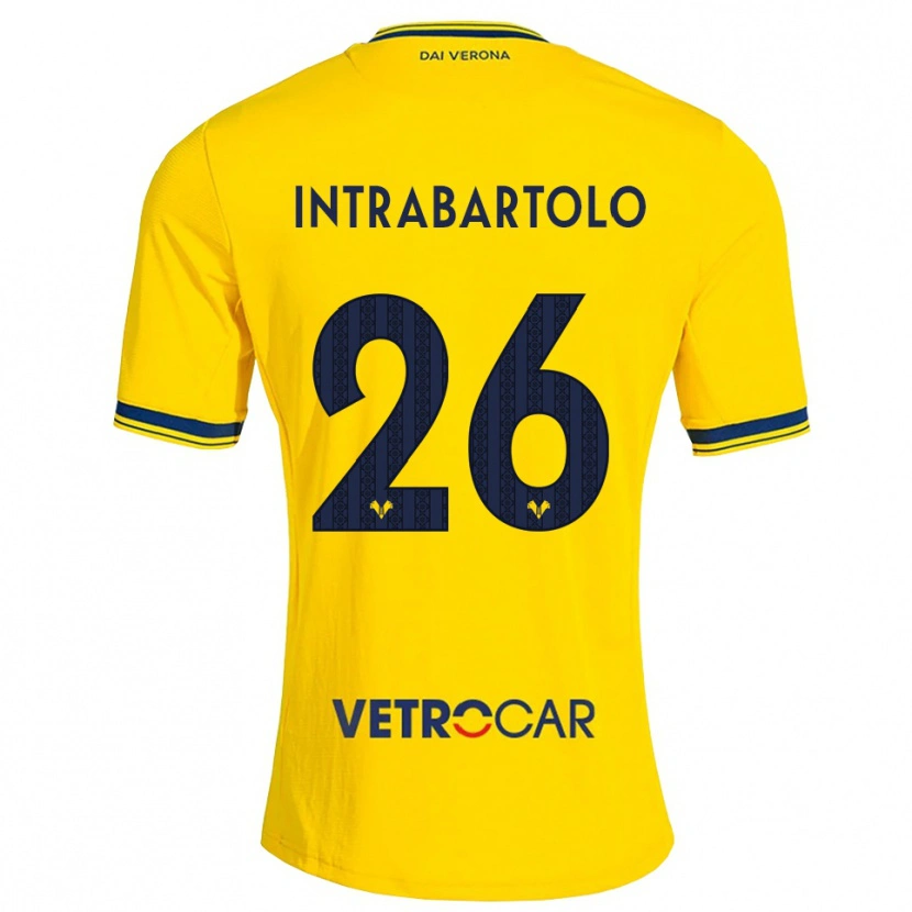 Danxen Mænd Denis Intrabartolo #26 Gul Rød Udebane Spillertrøjer 2026/27 Trøje T-Shirt
