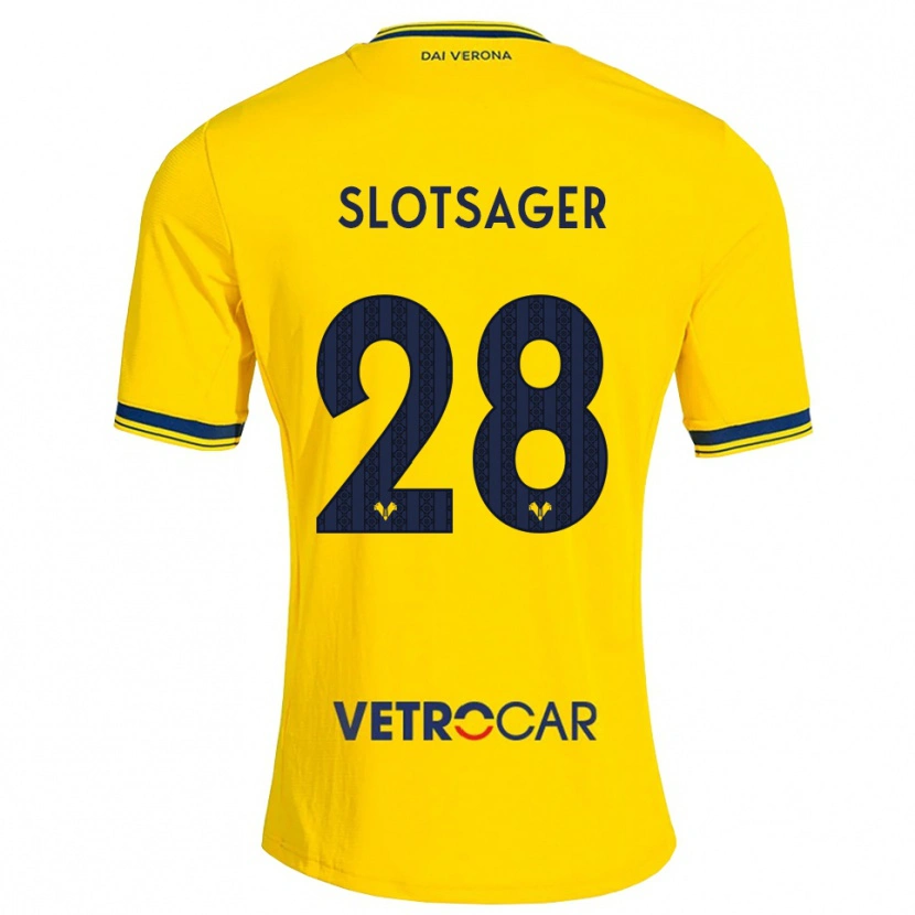Danxen Mænd Tobias Slotsager #28 Gul Rød Udebane Spillertrøjer 2026/27 Trøje T-Shirt