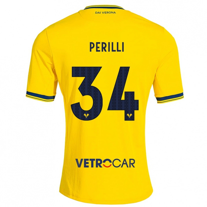 Danxen Mænd Simone Perilli #34 Gul Rød Udebane Spillertrøjer 2026/27 Trøje T-Shirt