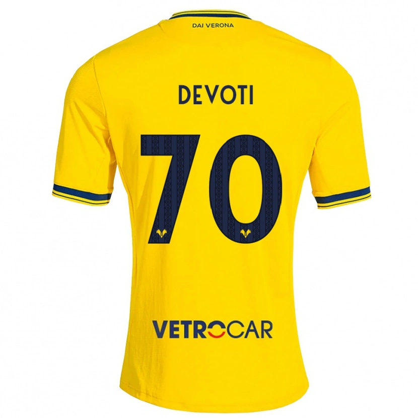 Danxen Mænd Andrea Devoti #70 Gul Rød Udebane Spillertrøjer 2026/27 Trøje T-Shirt