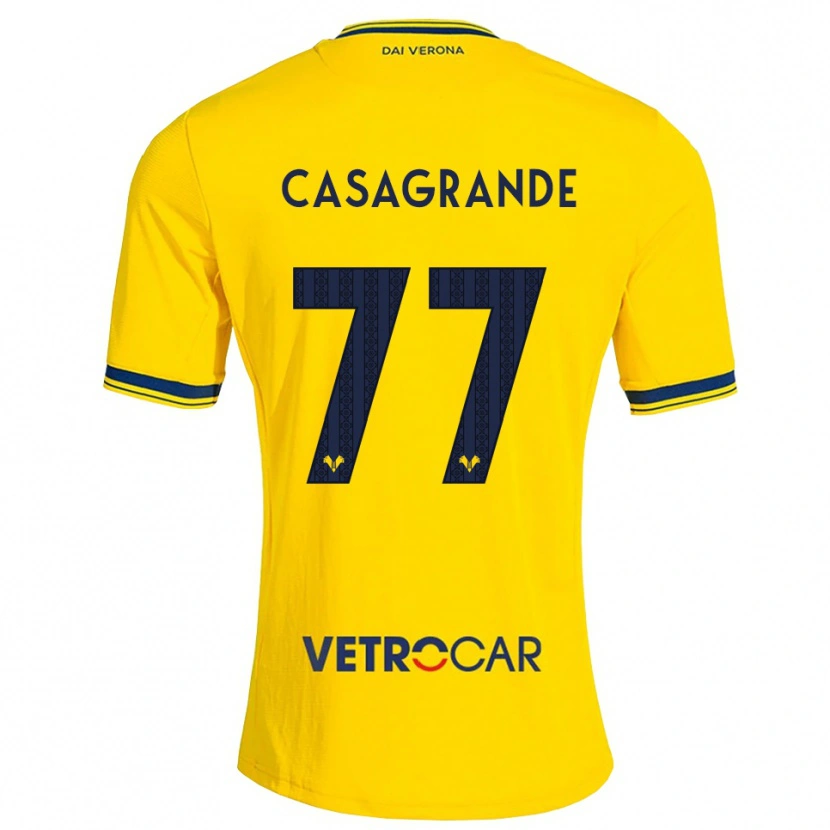 Danxen Mænd Tommaso Casagrande #77 Gul Rød Udebane Spillertrøjer 2026/27 Trøje T-Shirt