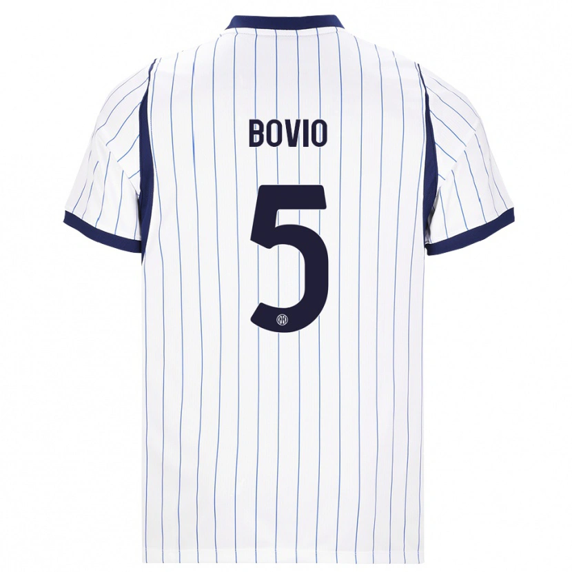 Danxen Mænd Leonardo Bovio #5 Hvid Marineblå Udebane Spillertrøjer 2026/27 Trøje T-Shirt
