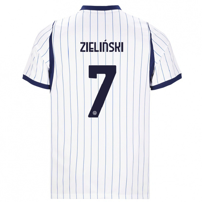 Danxen Mænd Piotr Zielinski #7 Hvid Marineblå Udebane Spillertrøjer 2026/27 Trøje T-Shirt