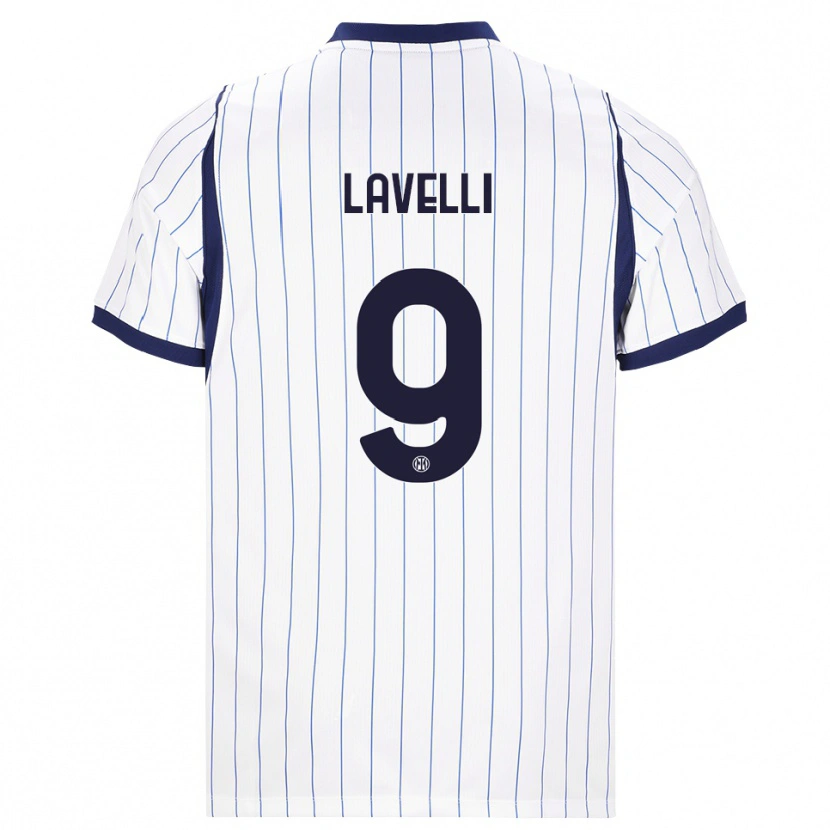 Danxen Mænd Matteo Lavelli #9 Hvid Marineblå Udebane Spillertrøjer 2026/27 Trøje T-Shirt