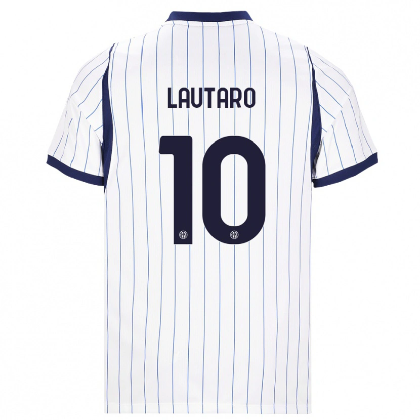 Danxen Mænd Lautaro Martínez #10 Hvid Marineblå Udebane Spillertrøjer 2026/27 Trøje T-Shirt