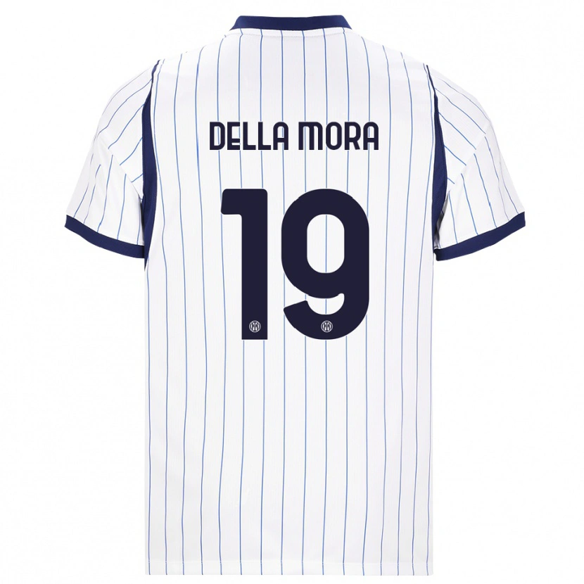 Danxen Mænd Tommaso Della Mora #19 Hvid Marineblå Udebane Spillertrøjer 2026/27 Trøje T-Shirt
