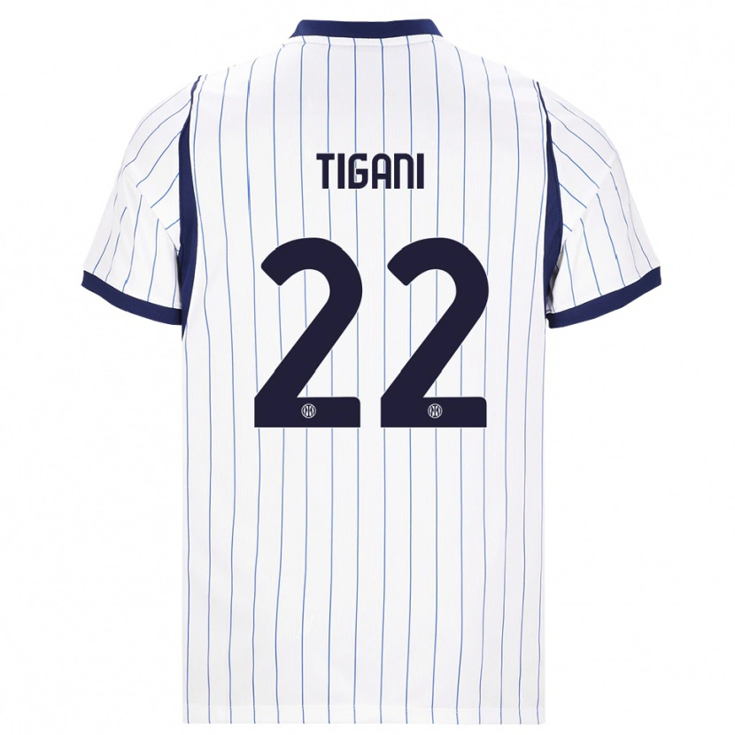 Danxen Mænd Edoardo Tigani #22 Hvid Marineblå Udebane Spillertrøjer 2026/27 Trøje T-Shirt