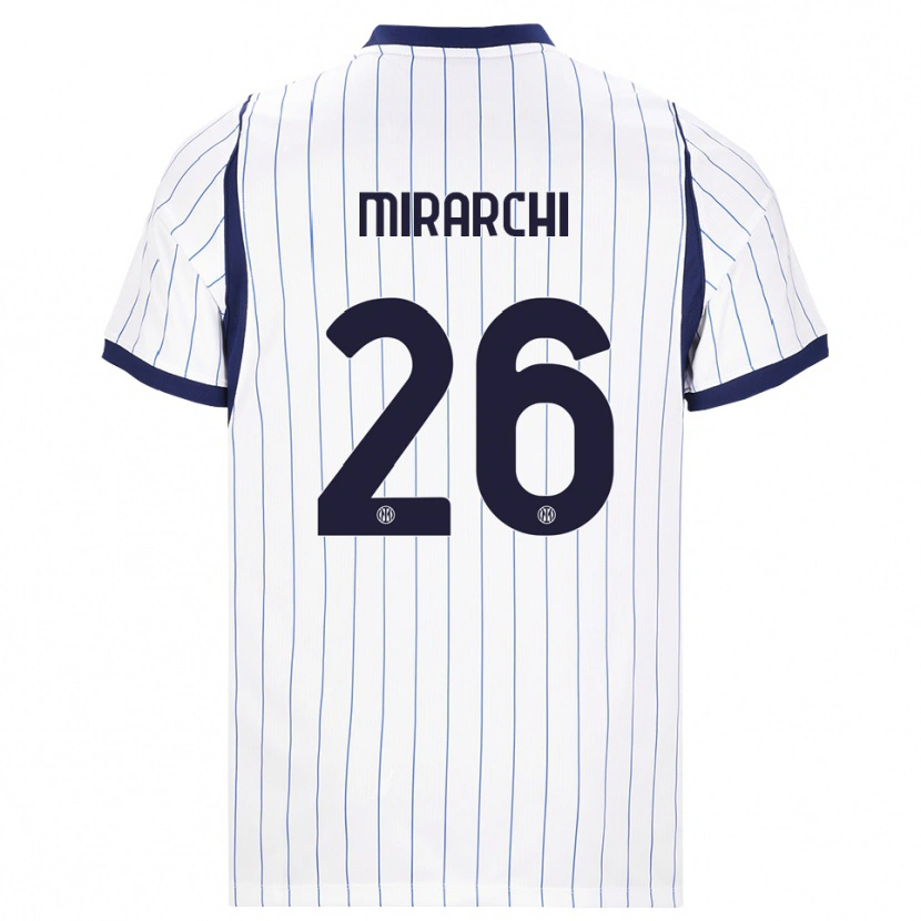 Danxen Mænd Mattia Mirarchi #26 Hvid Marineblå Udebane Spillertrøjer 2026/27 Trøje T-Shirt