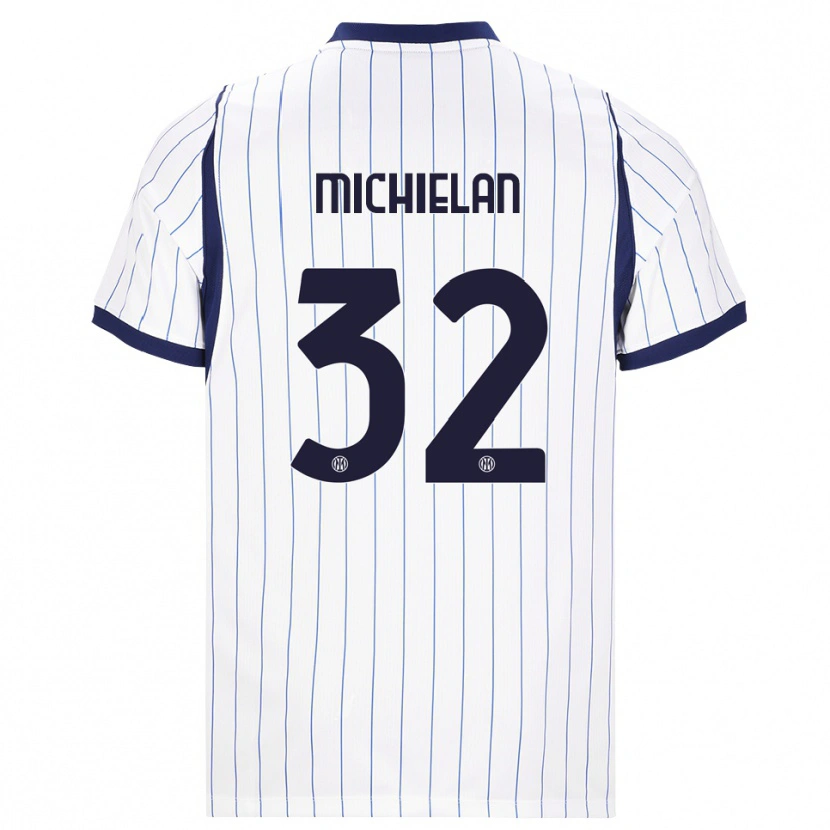 Danxen Mænd Mattia Michielan #32 Hvid Marineblå Udebane Spillertrøjer 2026/27 Trøje T-Shirt